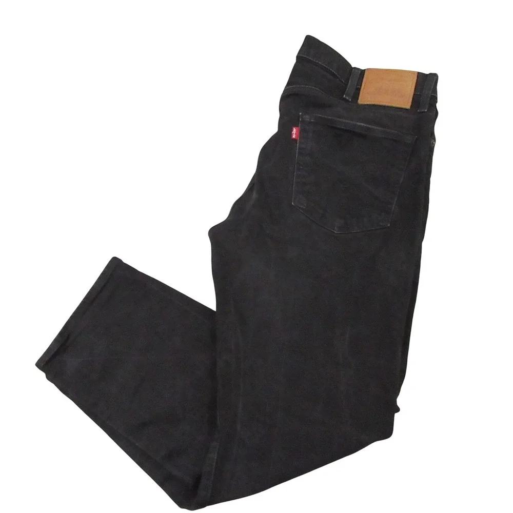 Levi's Mens Premium 502 Straight Leg Jeans 38 x‎ 30 Dark Black Stretch Red